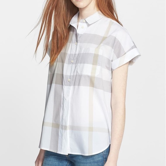 Burberry Tops - Burberry Brit Check Print Short Sleeve Cottn Shirt